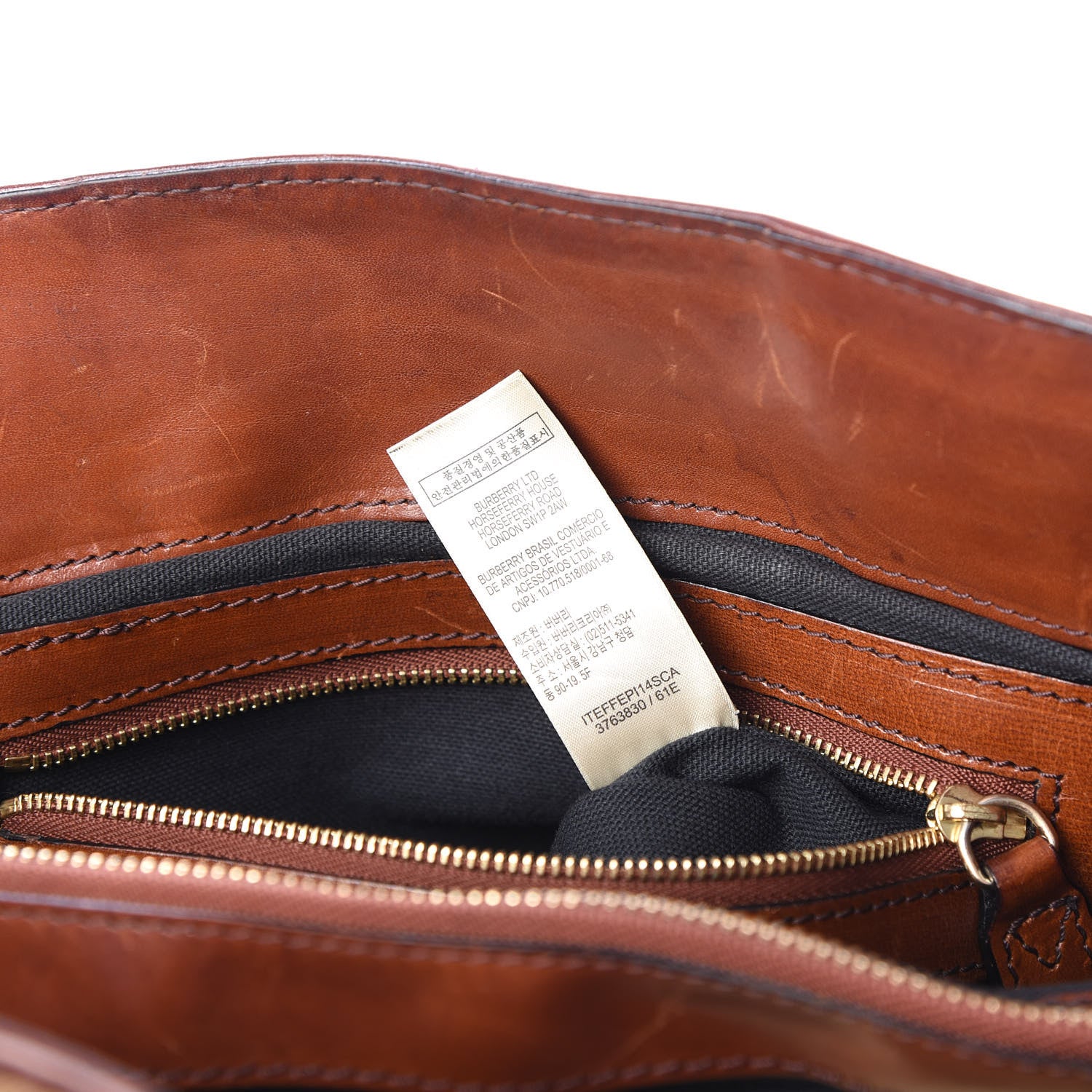 Burberry House Check Bridle Calfskin Medium Lynher Tote Dark Tan 10 of 14