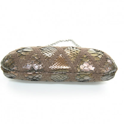 Chanel Python Crochet Stitched Pochette Bronze 3 of 9
