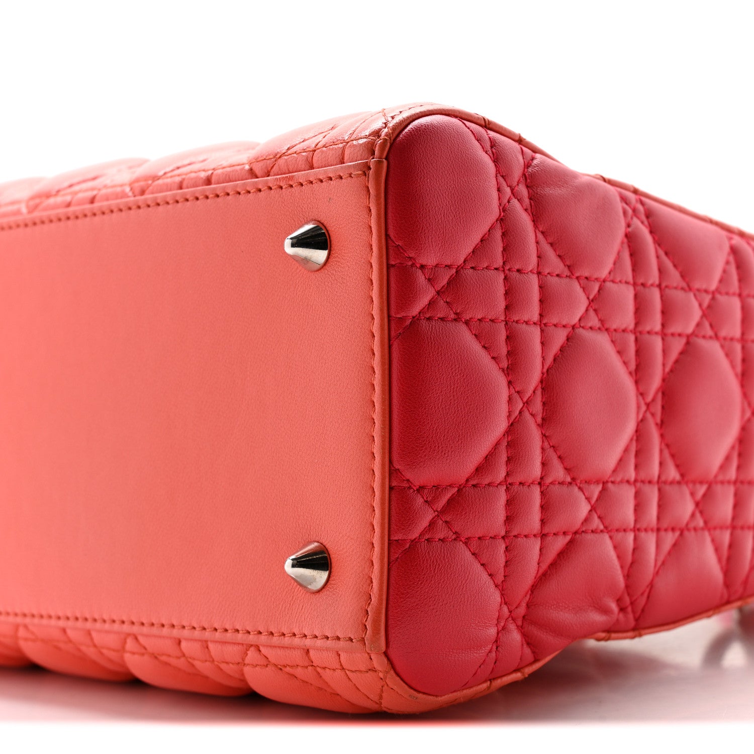 Christian Dior Lambskin Cannage Medium Bi-Color Lady Dior Orange Fuchsia 11 of 14