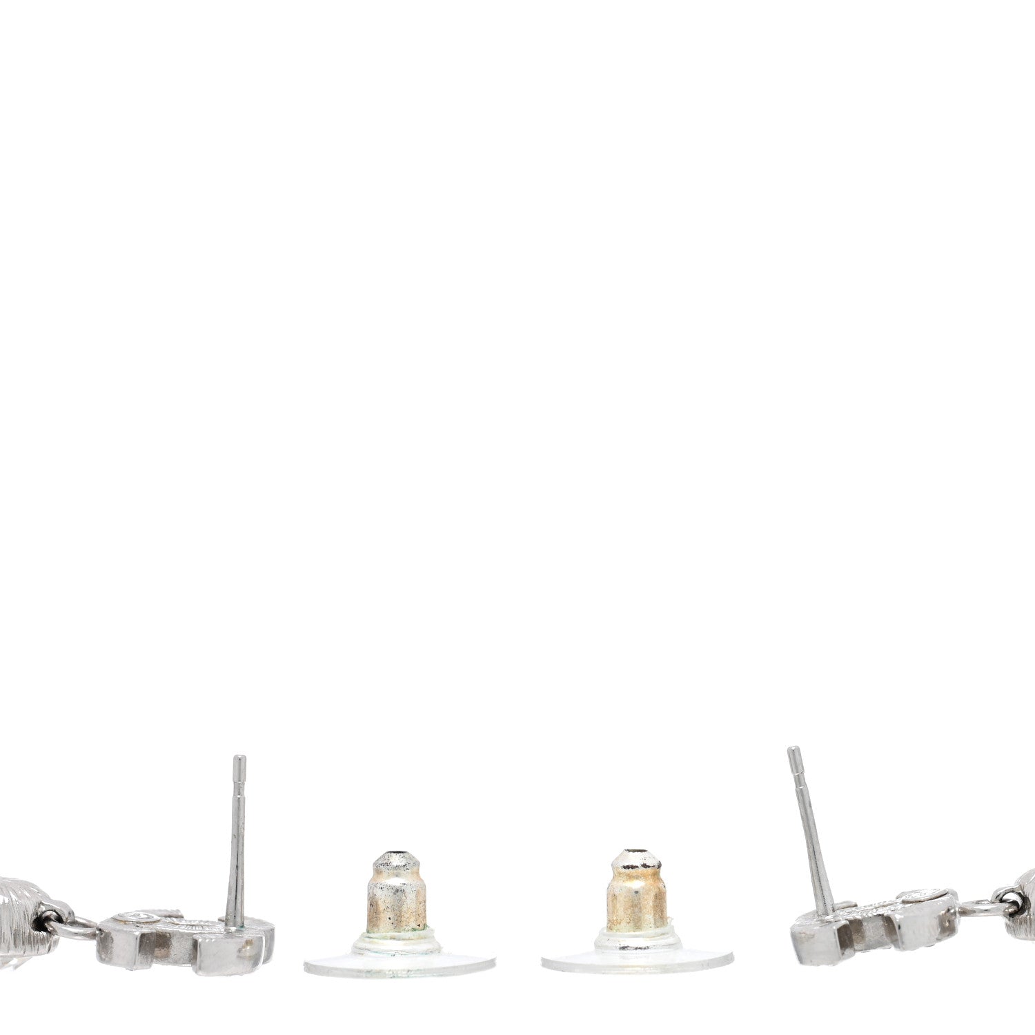 Chanel Crystal CC Drop Earrings Silver 3 of 4