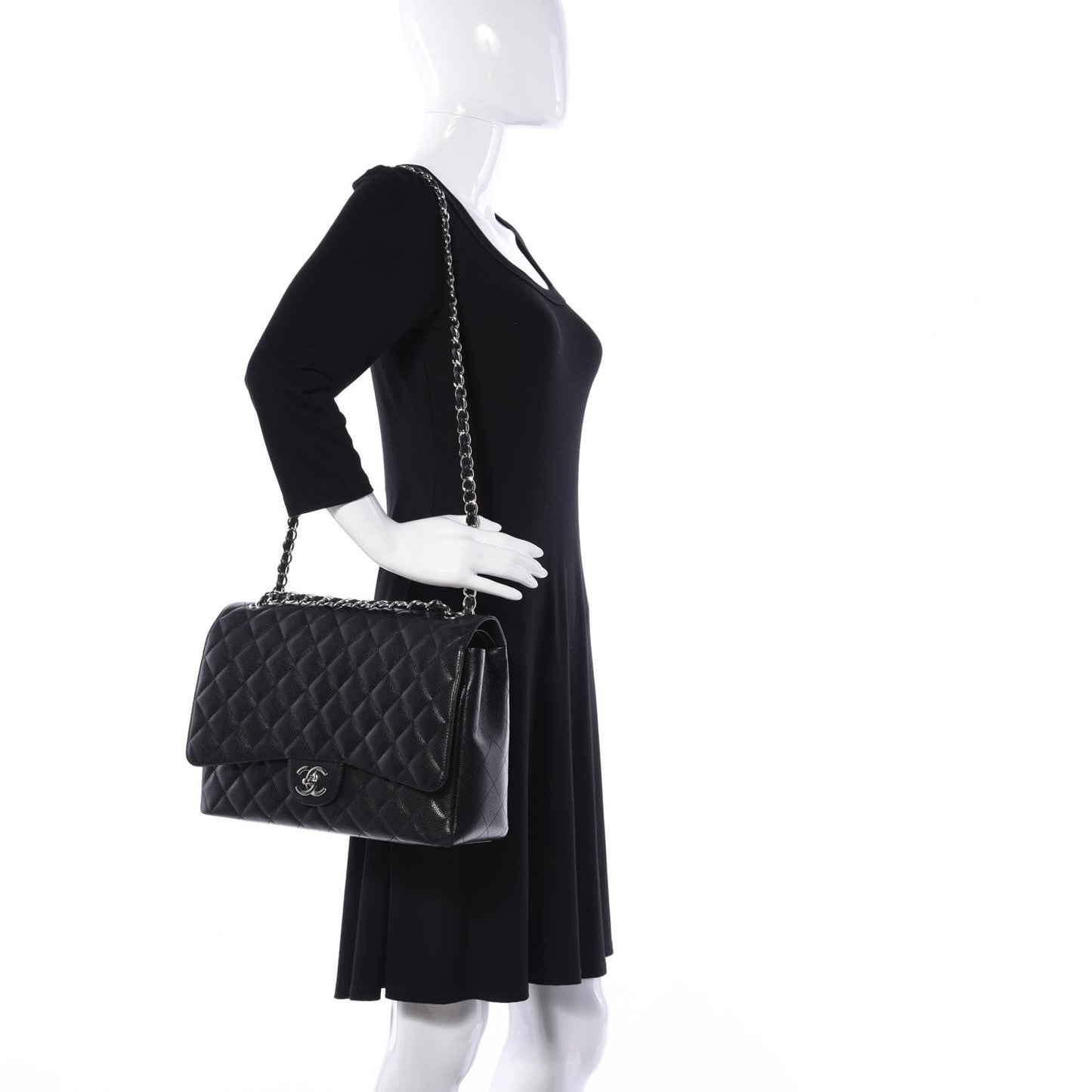 Caviar Quilted Maxi Double Flap Black