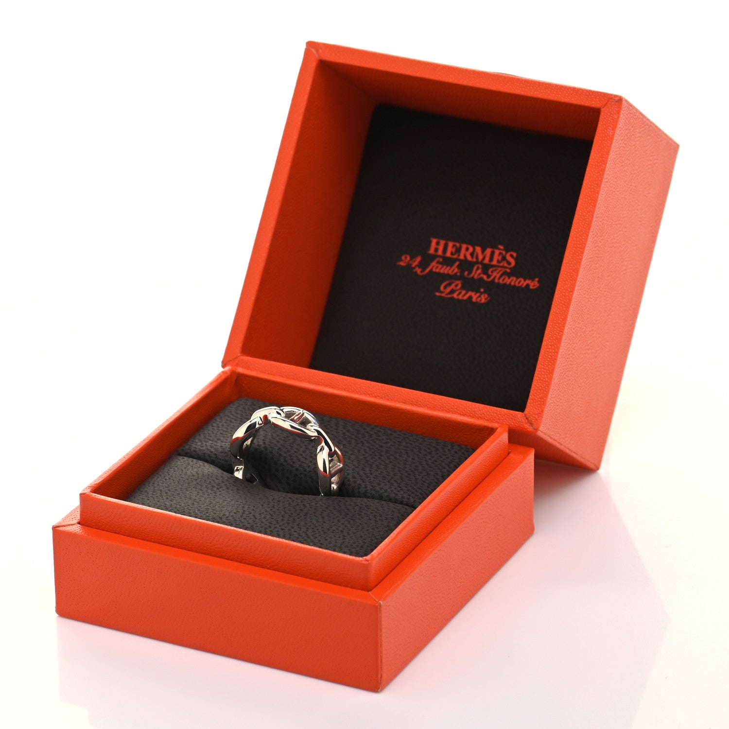 Hermes Sterling Silver PM Chaine d'Ancre Enchainee Band Ring 52 6 7 of 7