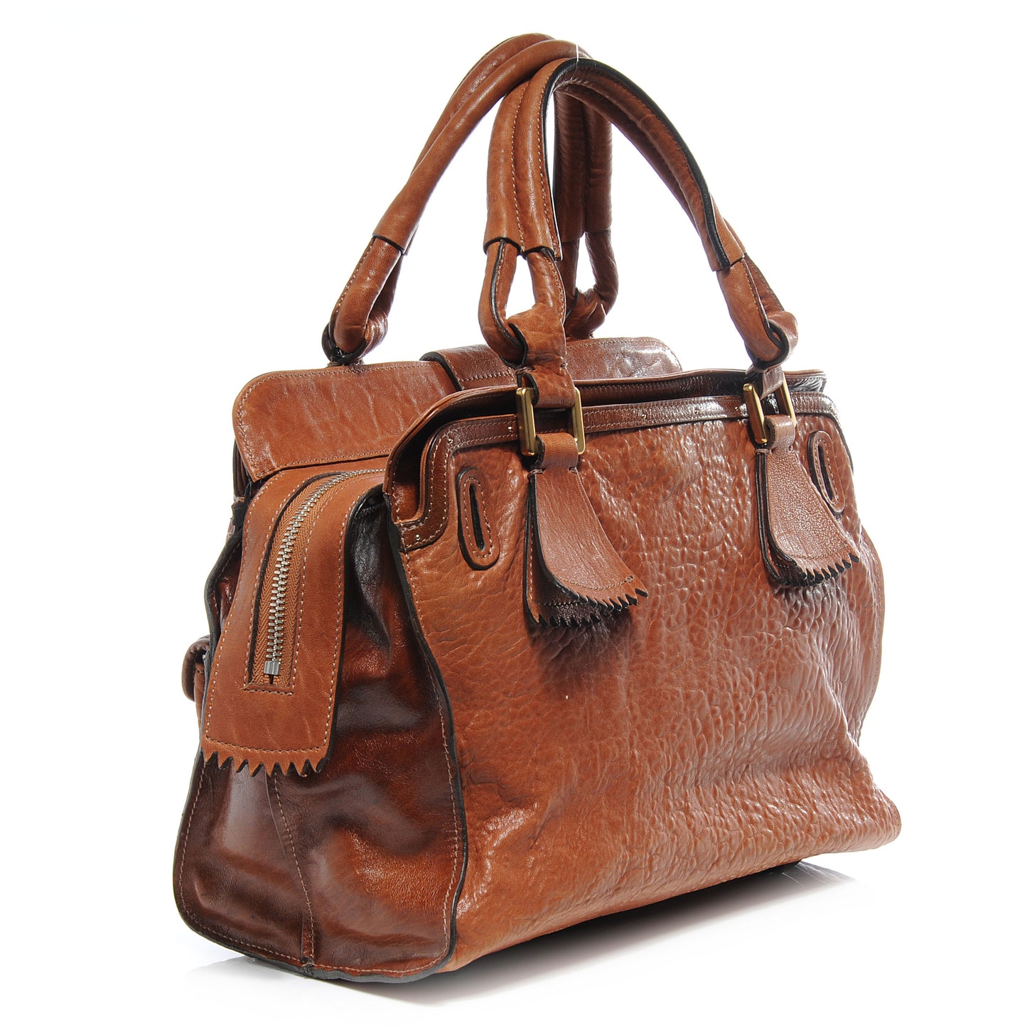 Leather Elvire Tote Cognac