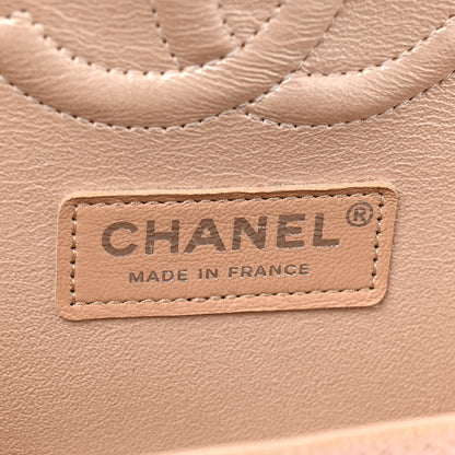 Chanel Metallic Caviar Chevron Quilted Medium Double Flap Light Gold 6 of 11