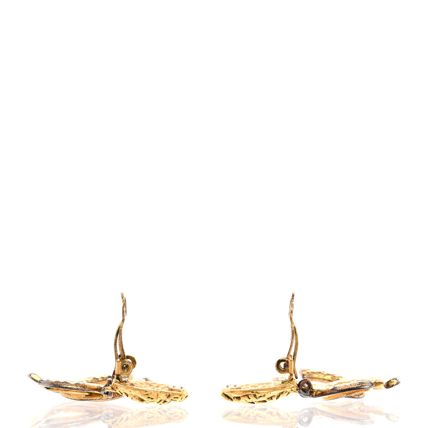 Metal CC Logo Drop Clip On Earrings Gold
