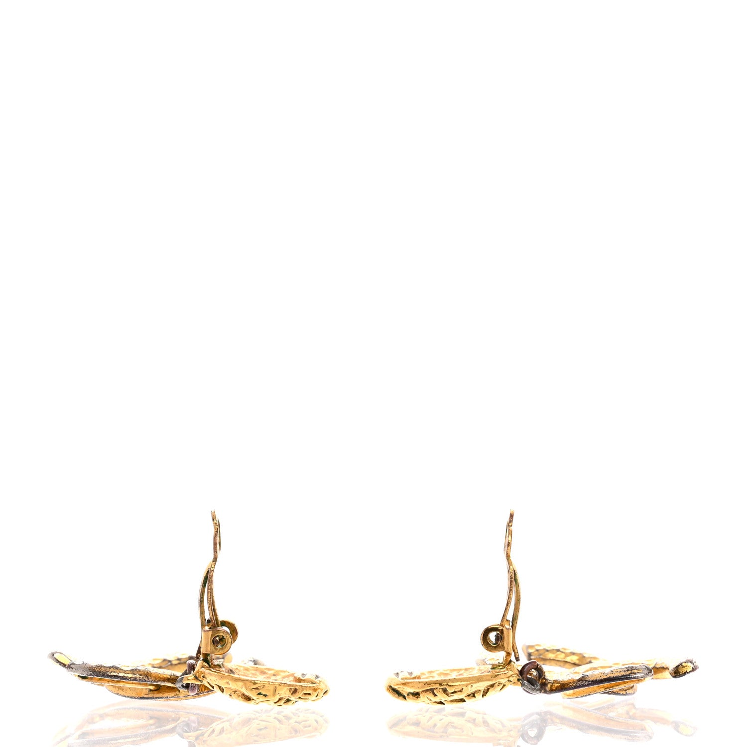 Chanel Metal CC Logo Drop Clip On Earrings Gold 4 of 5