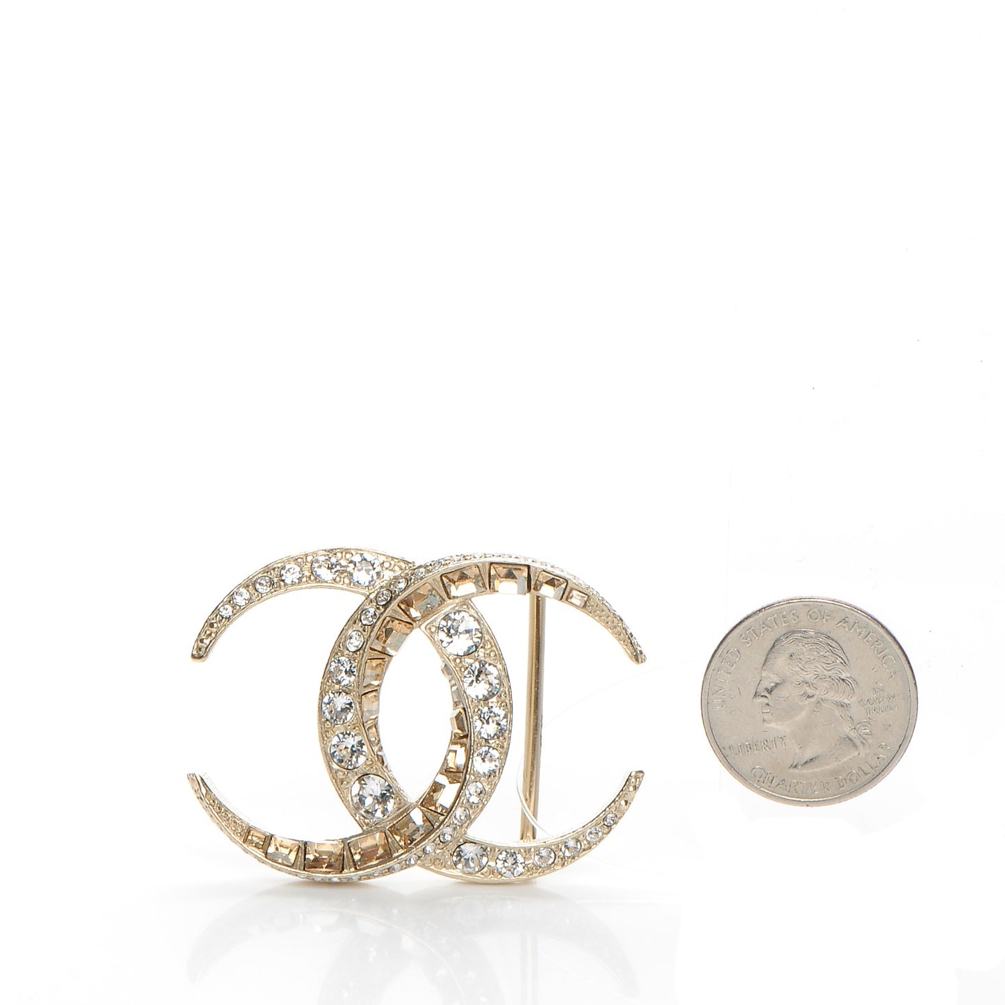Baguette Crystal CC Belt Buckle Light Gold