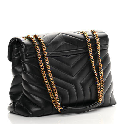 Saint Laurent Calfskin Y Quilted Monogram Medium Loulou Chain Satchel Black 3 of 14