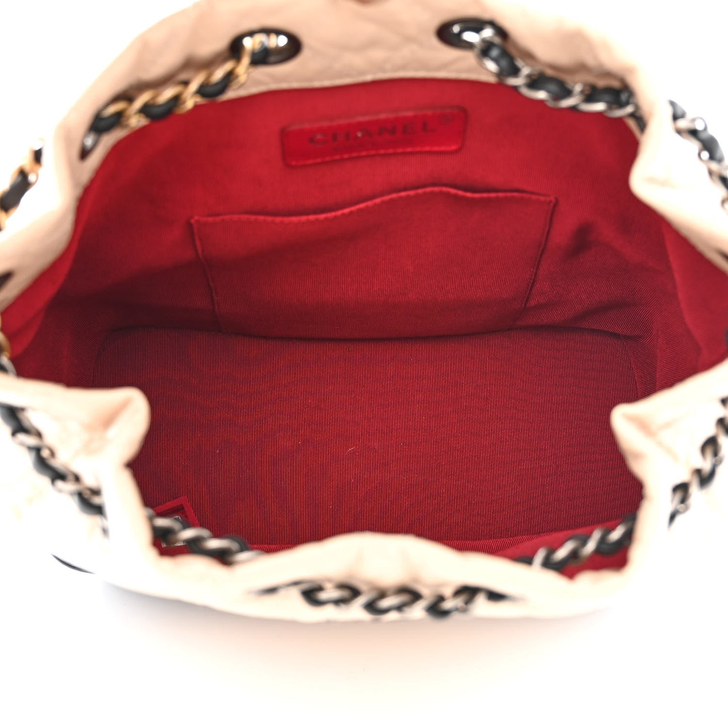 Aged Calfskin Quilted Small Gabrielle Backpack Beige Black