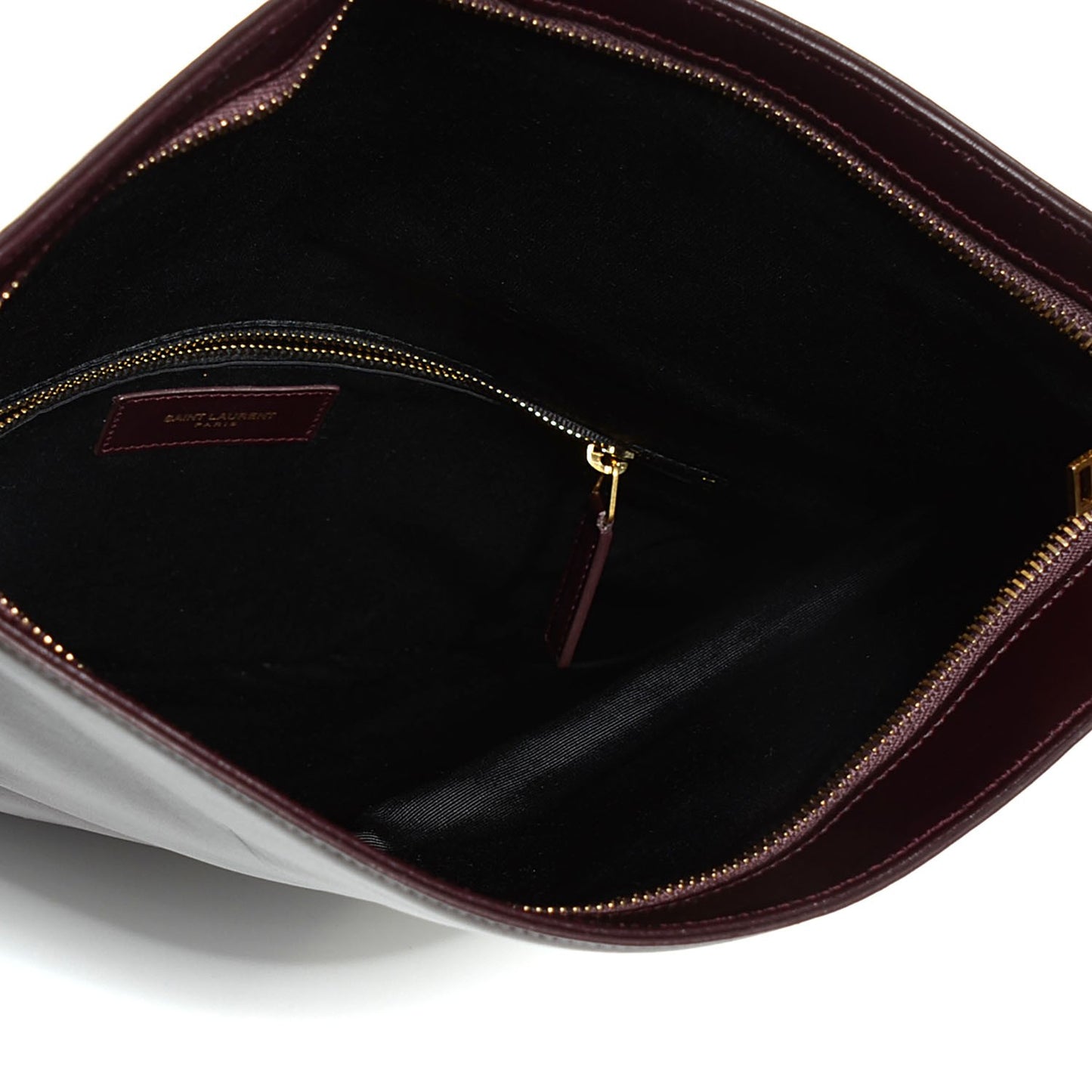 Smooth Calfskin Large Letters Fold-Over Clutch Burgundy