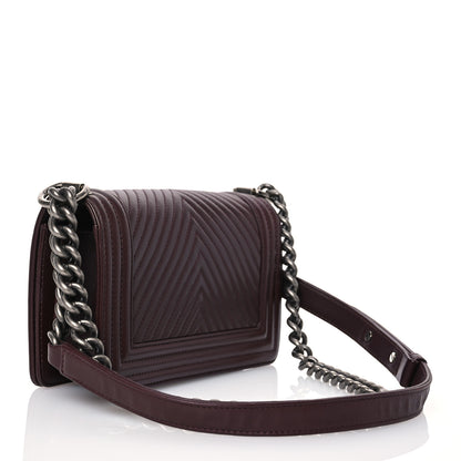 Chanel Calfskin Chevron Quilted Small Boy Flap Burgundy 3 of 10