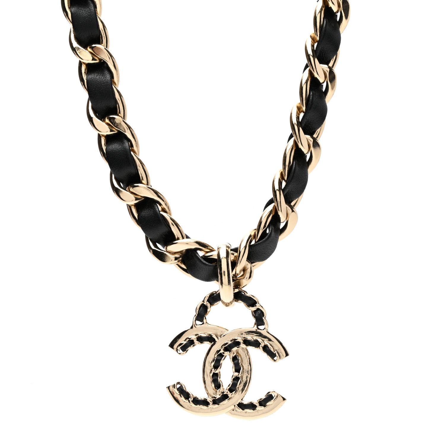 Chanel Metal Lambskin CC Choker Necklace Black Gold 1 of 4