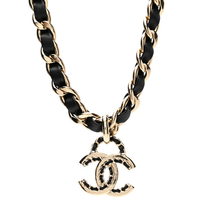 Chanel Metal Lambskin CC Choker Necklace Black Gold 1 of 4