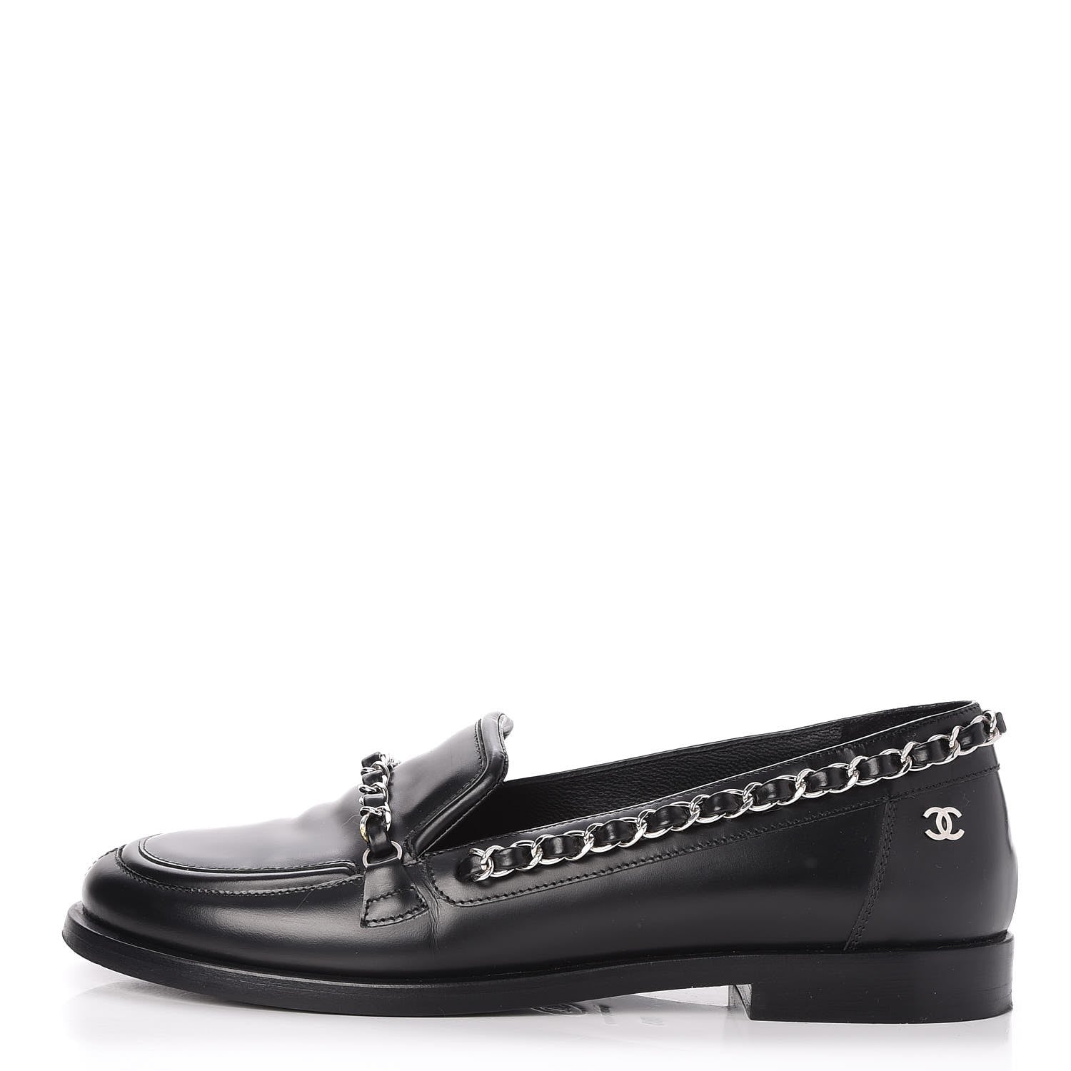Chanel Calfskin CC Chain Moccasin Loafers 35 Black 1 of 11