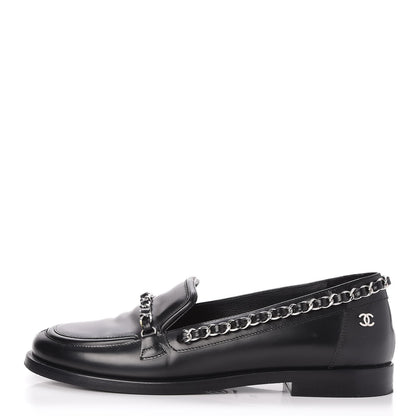 Chanel Calfskin CC Chain Moccasin Loafers 35 Black 1 of 11