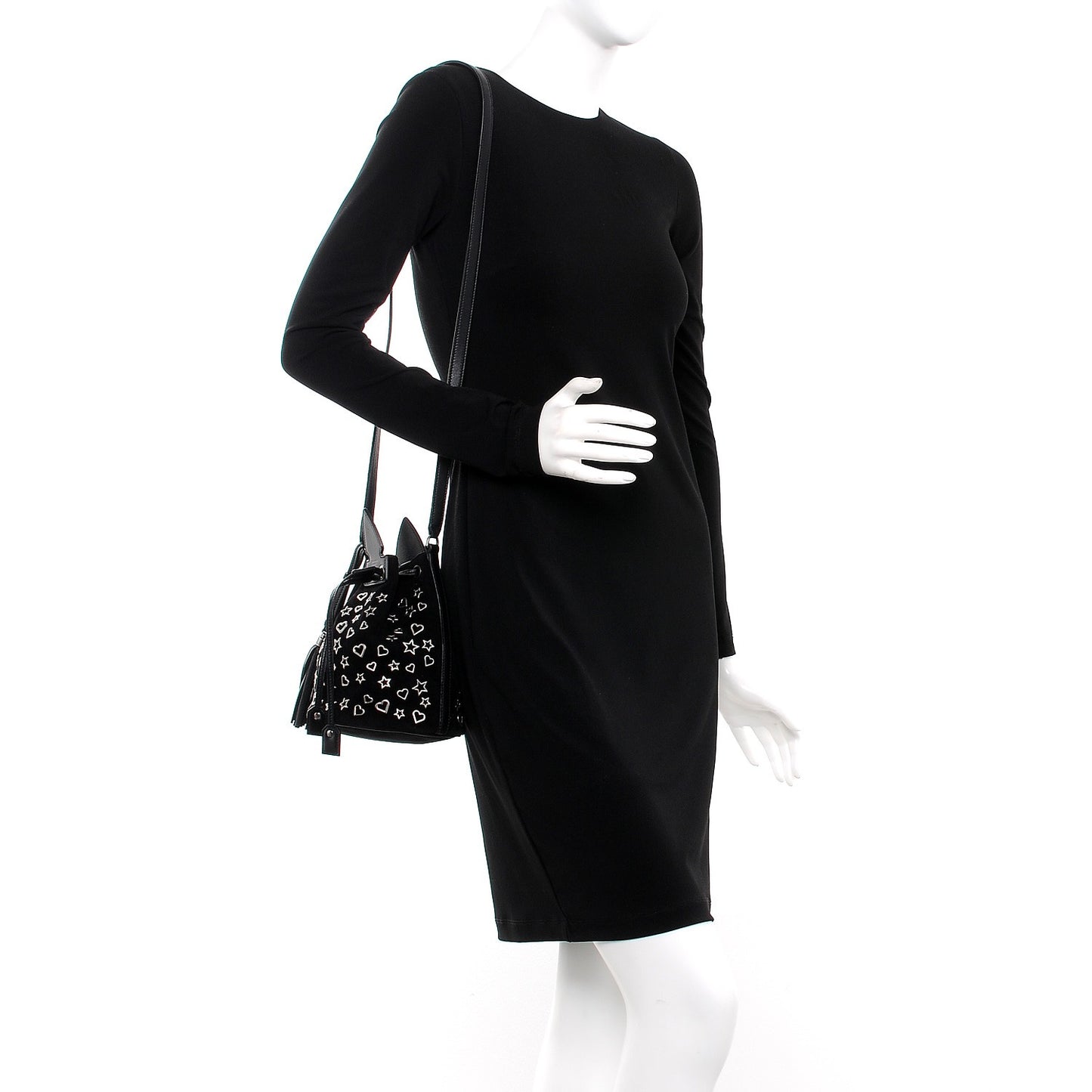 Suede Small Anja Bucket Bag Black
