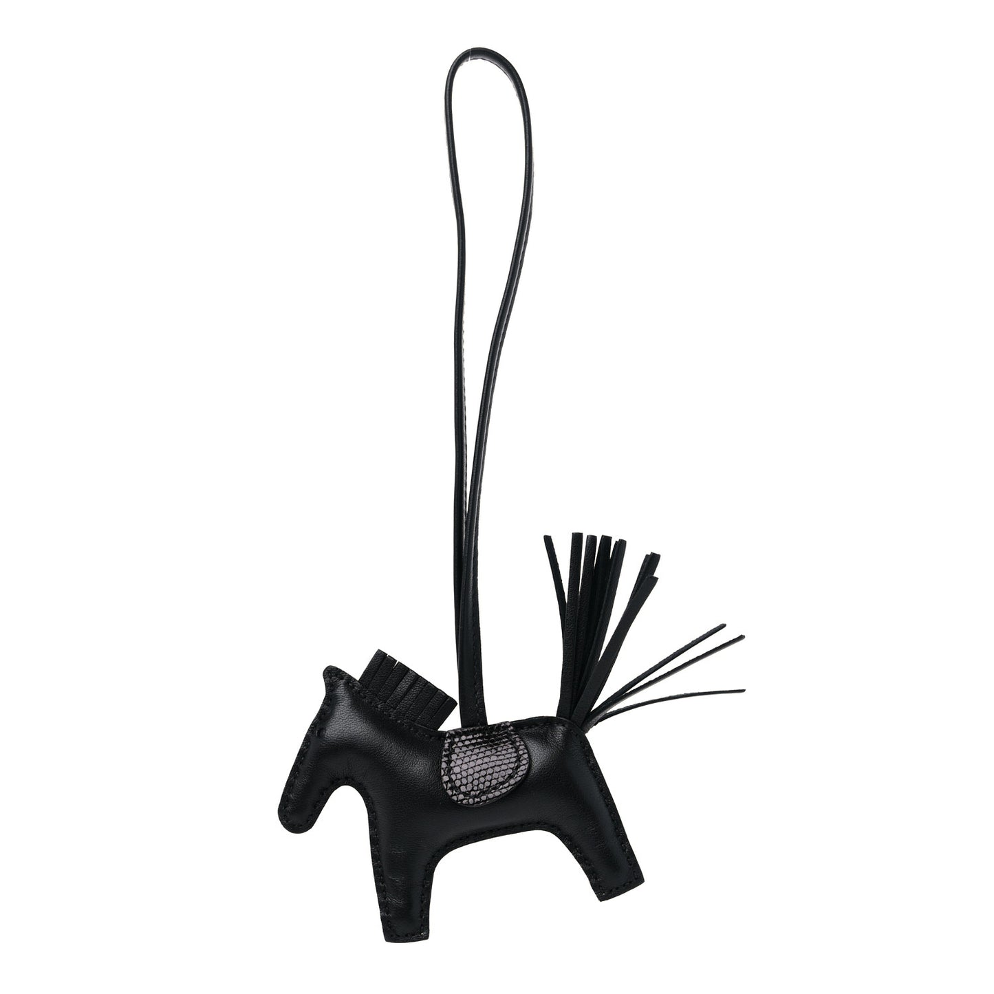 Milo Lambskin Lizard Touch Grigri Rodeo Horse Bag Charm PM So Black