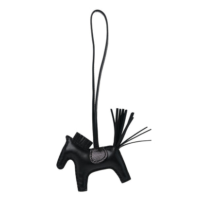 Hermes Milo Lambskin Lizard Touch Grigri Rodeo Horse Bag Charm PM So Black 1 of 4