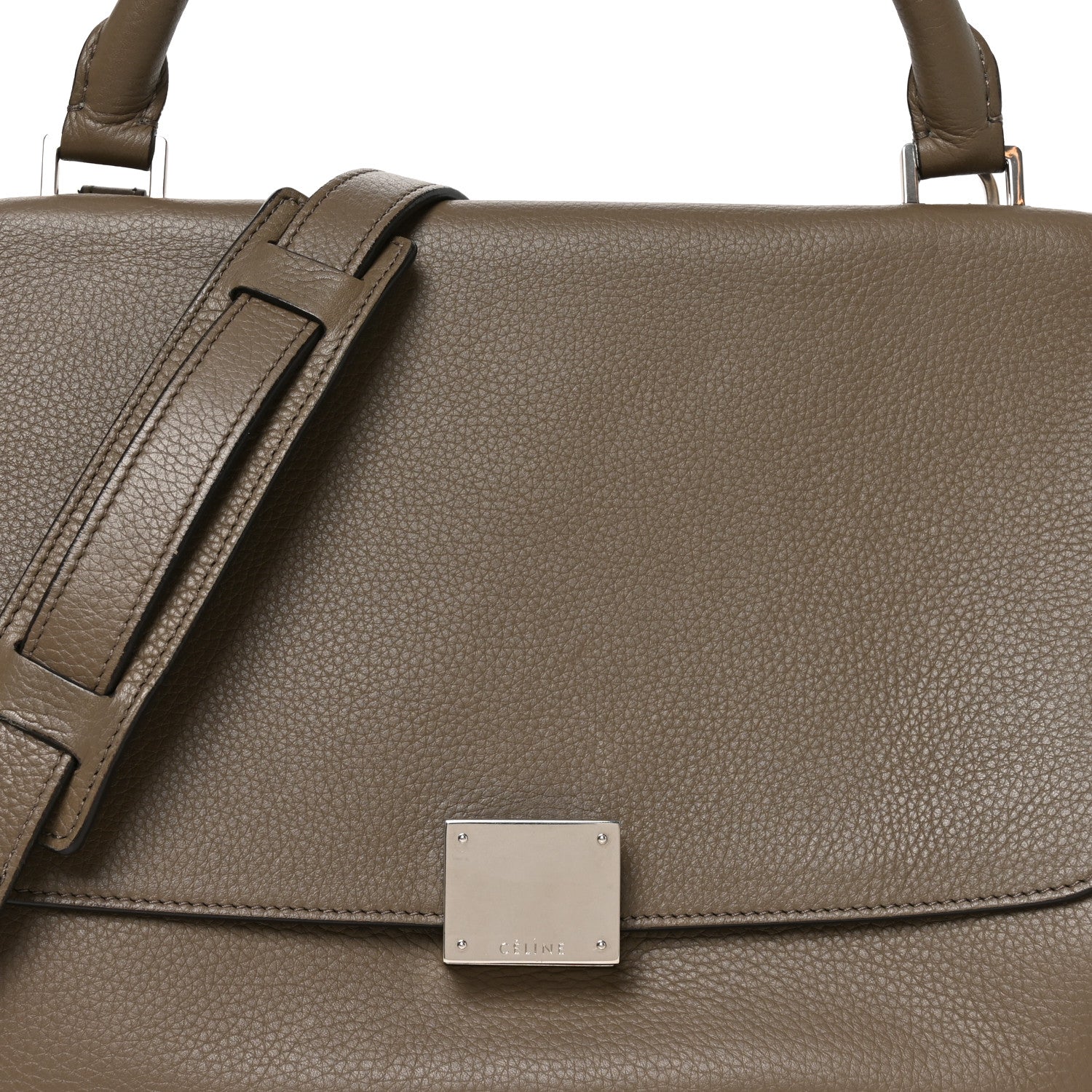 Celine Drummed Calfskin Suede Small Trapeze Souris 6 of 8