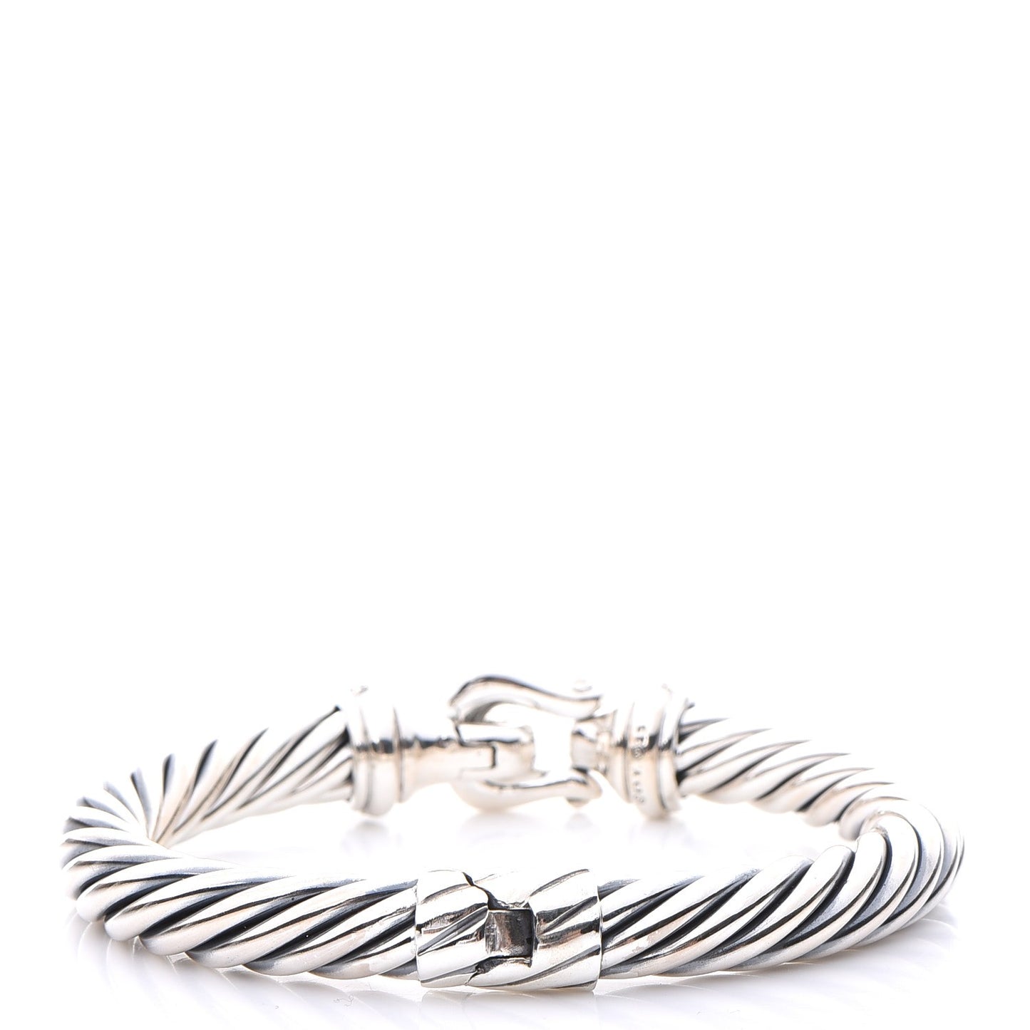 Sterling Silver Diamond 8.5mm Cable Buckle Bracelet