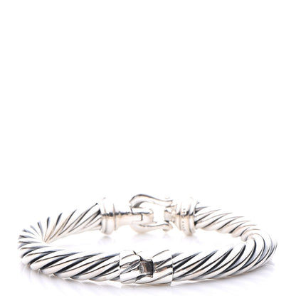 David Yurman Sterling Silver Diamond 8.5mm Cable Buckle Bracelet 3 of 6