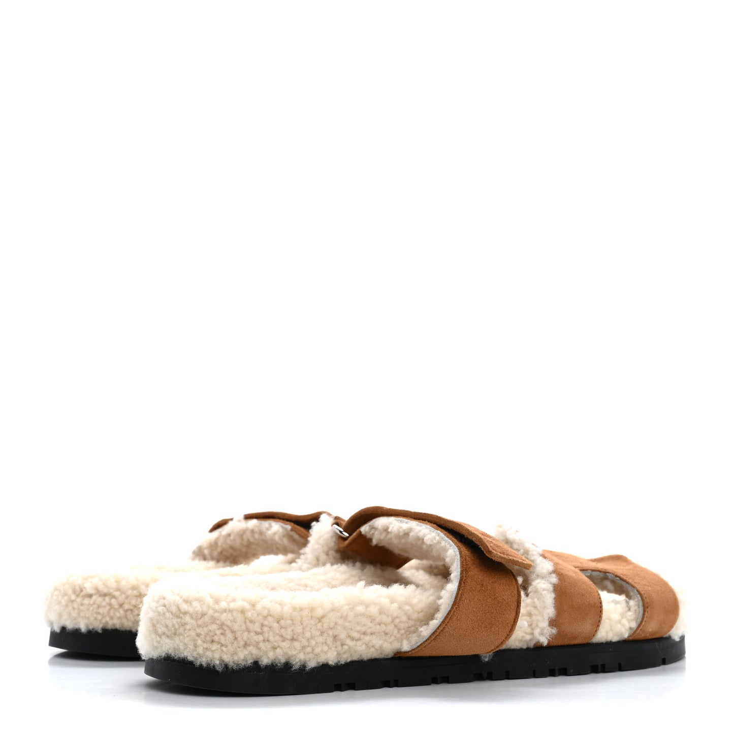 Suede Goatskin Woolskin Womens Chypre Sandals 38 Brun Fume Ecru
