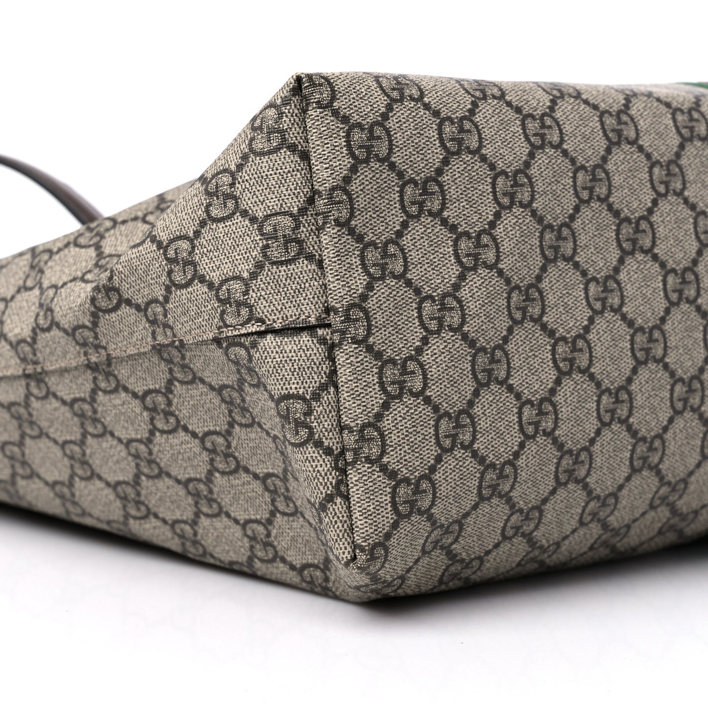 GG Supreme Monogram Textured Calfskin Web Medium Ophidia Shopping Tote Beige Ebony New Acero