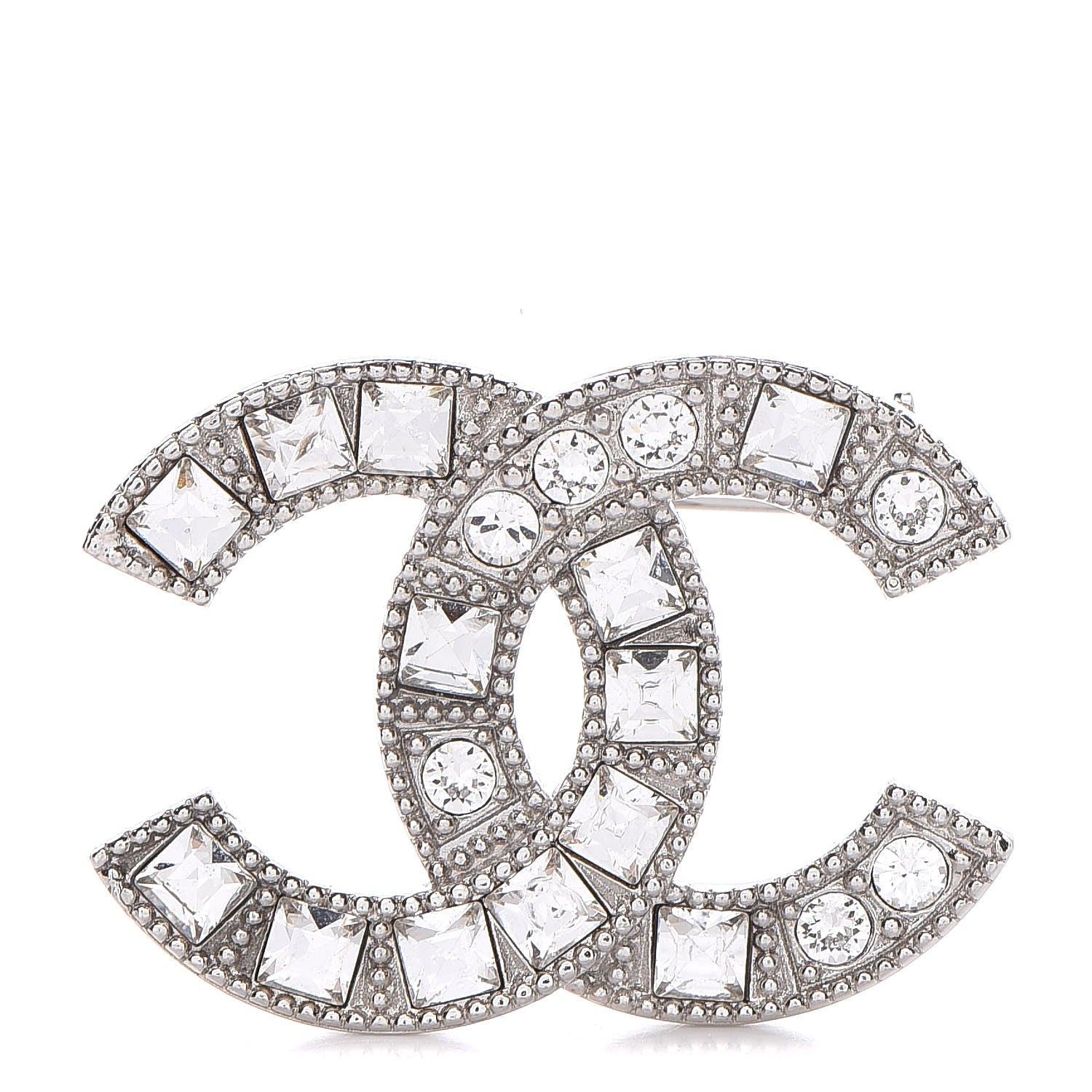 Chanel Crystal CC Brooch Silver 1 of 5