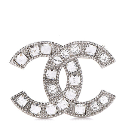 Chanel Crystal CC Brooch Silver 1 of 5