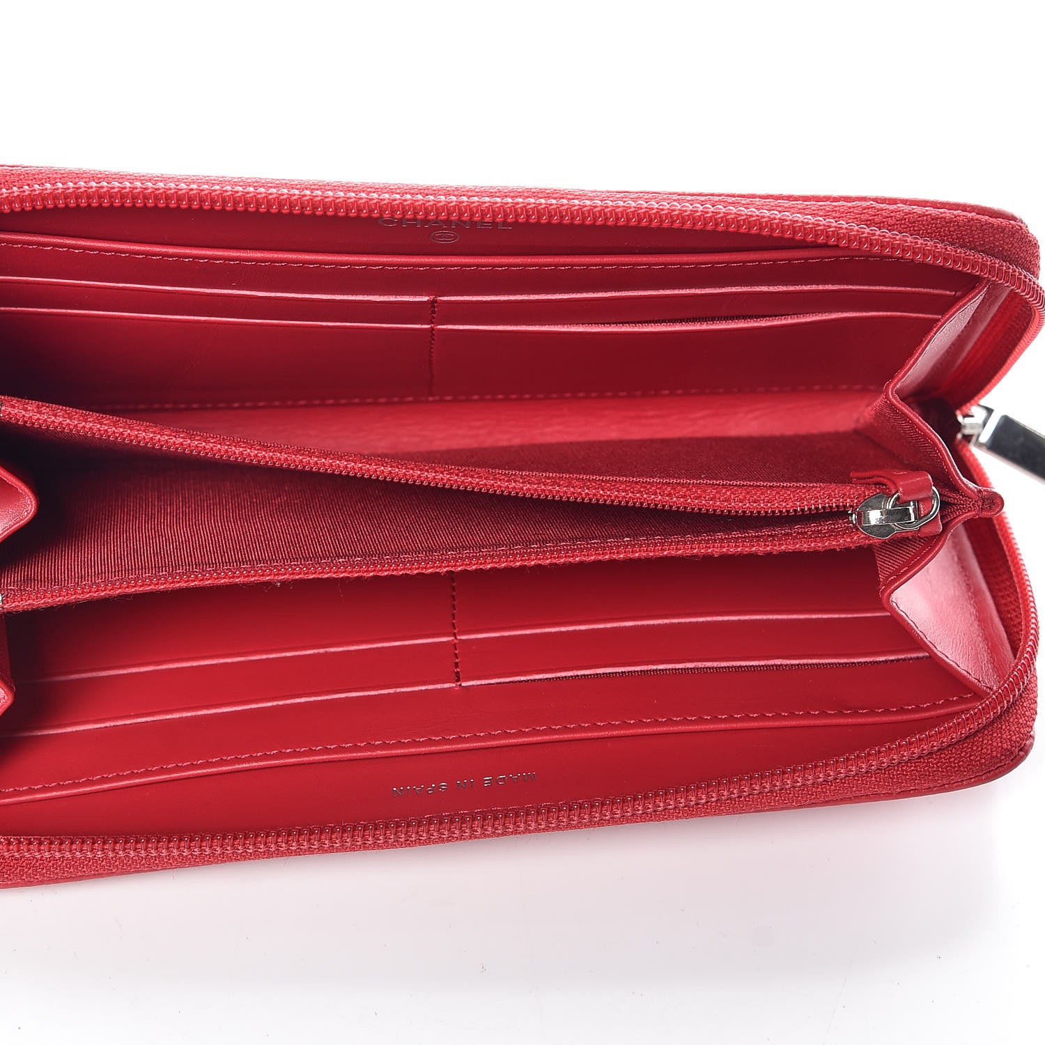 Chanel Caviar Large Timeless CC Gusset Zip Around Wallet Light Red 9 of 12