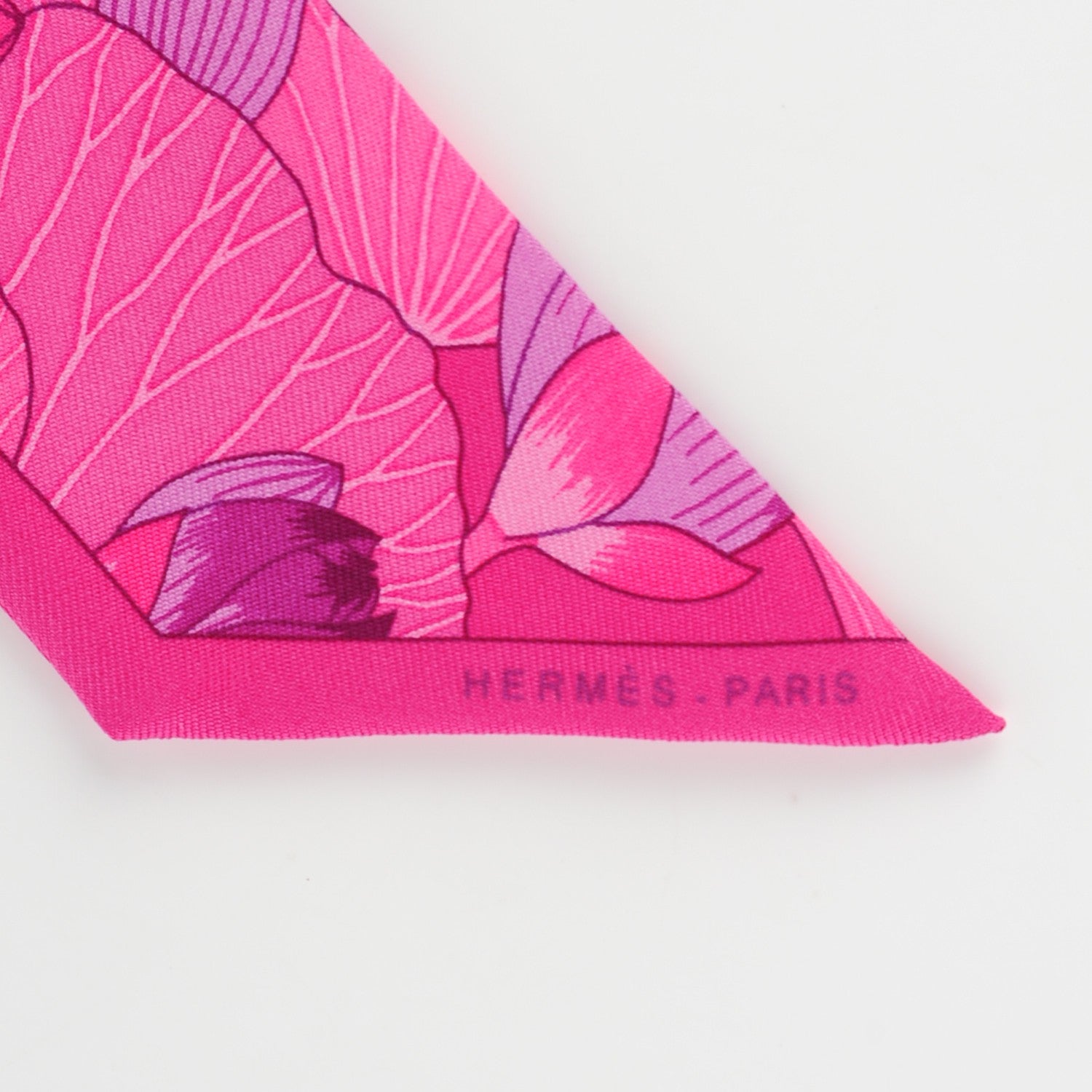 Hermes Silk Fleurs de Lotus Twilly Rose Indien Fuchsia Violet 3 of 6