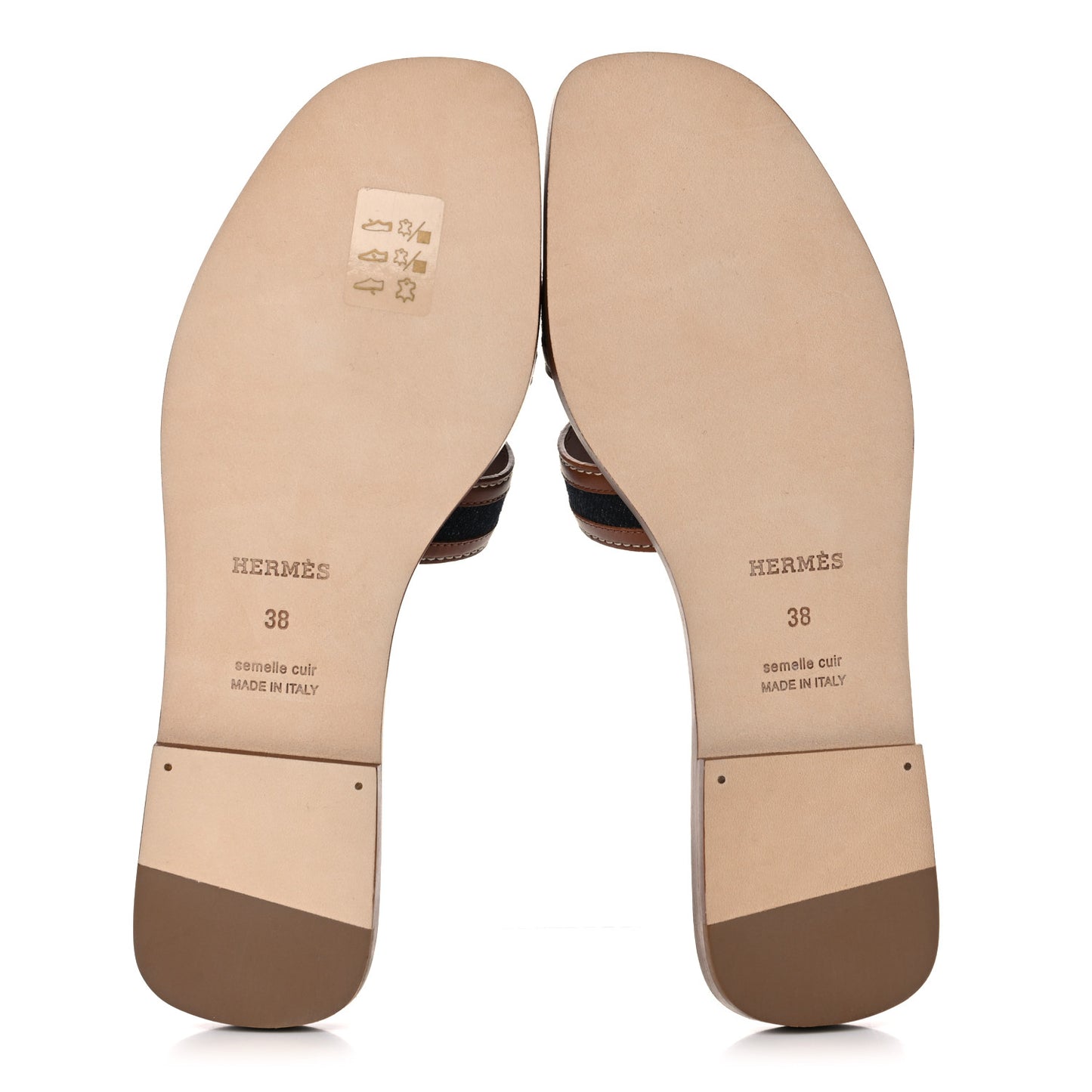 Calfskin Denim Oran Sandals 38 Bleu Brut Gold