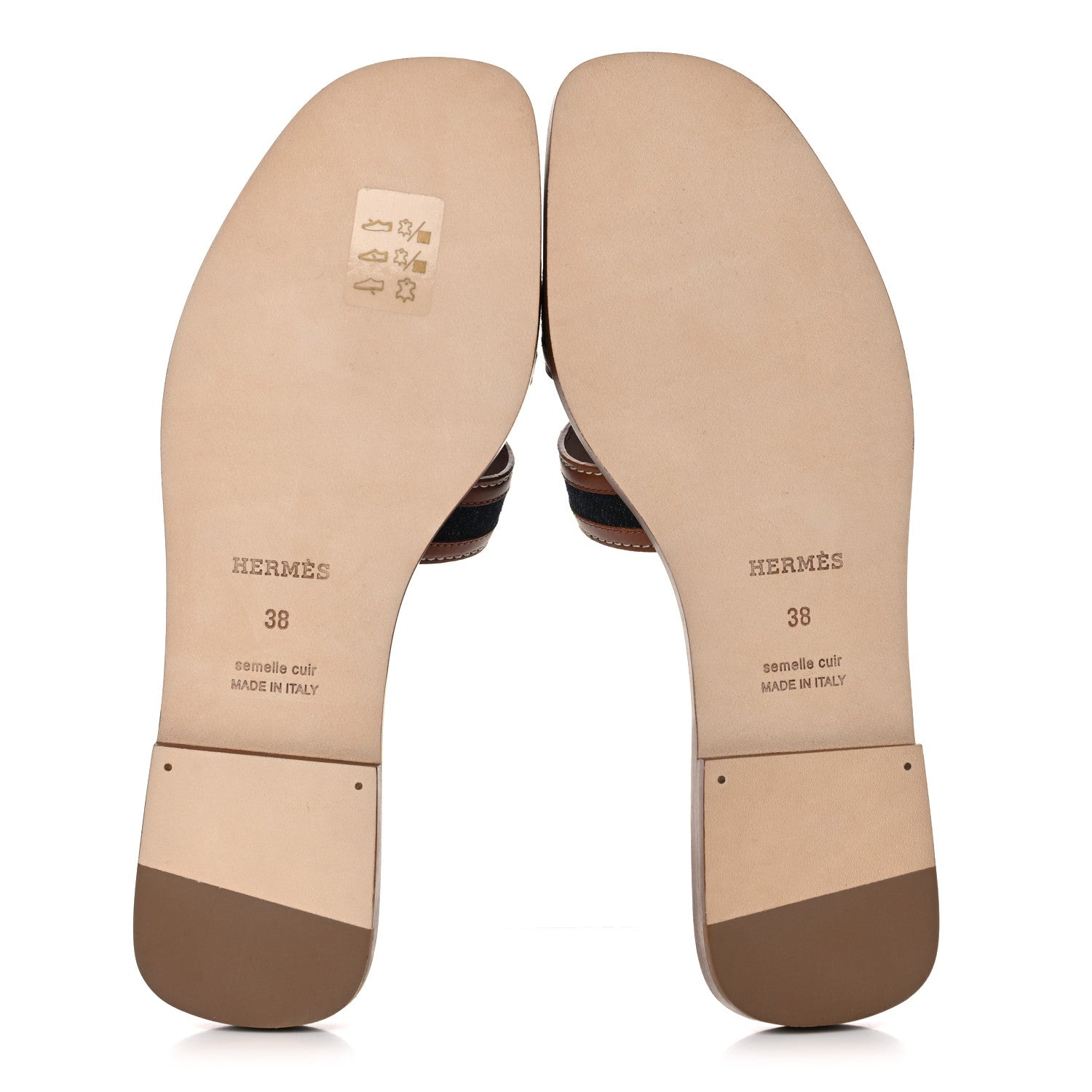 Hermes Calfskin Denim Oran Sandals 38 Bleu Brut Gold 5 of 8