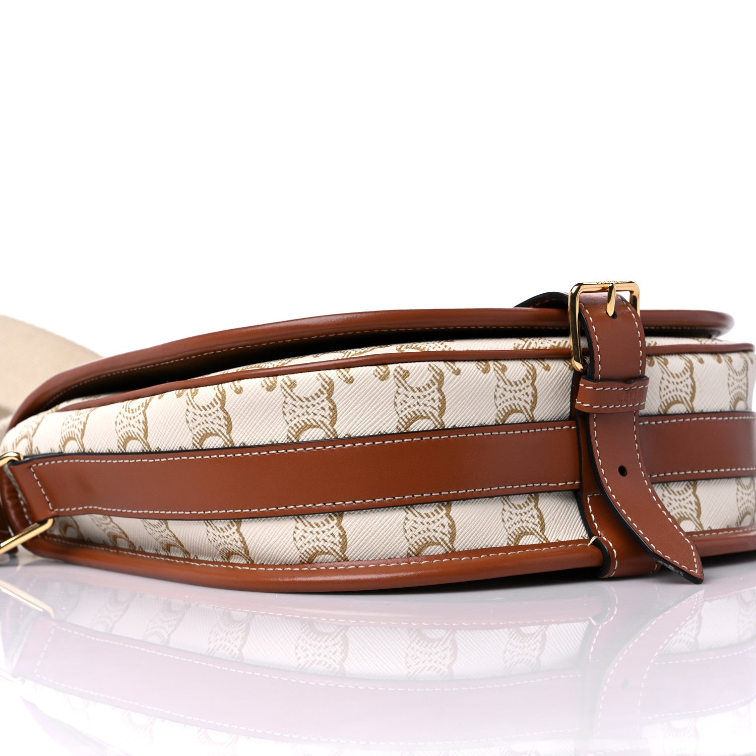 Celine Triomphe Canvas Large Strap Folco Bag White 7 of 13