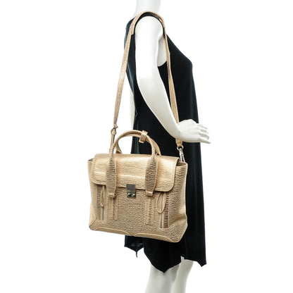 3.1 Phillip Lim 3.1 Textured Calfskin Medium Pashli Satchel Nude Platinum 2 of 8