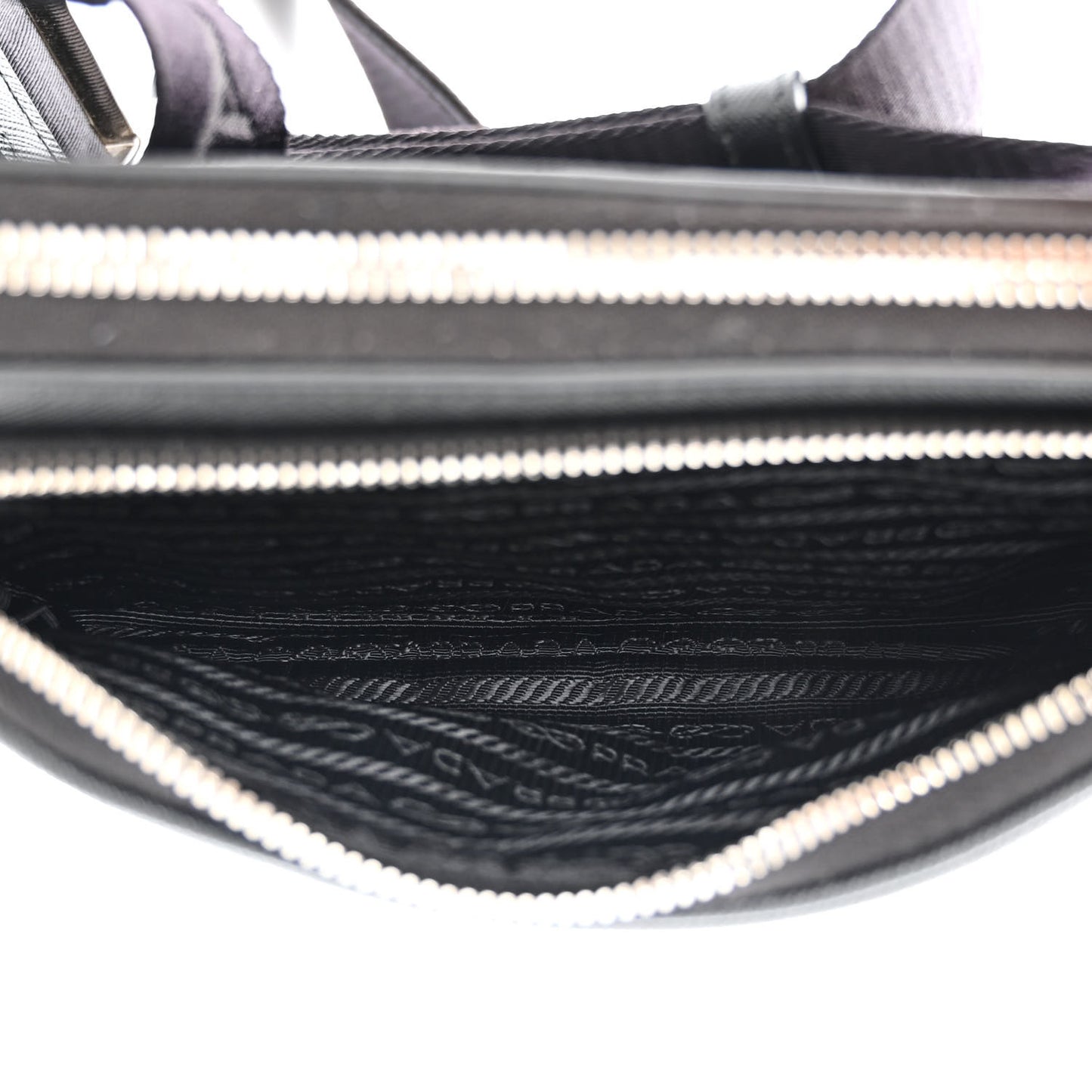 Saffiano Travel Double Zip Crossbody Belt Bag Black