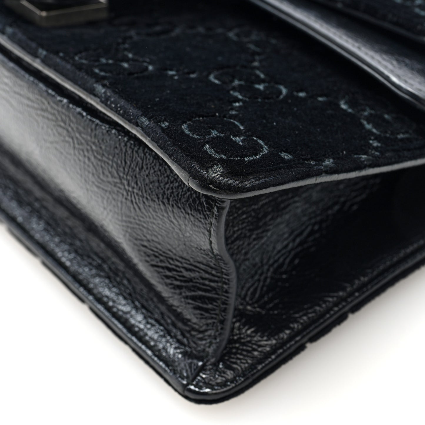 Velvet Skipper Crystal GG Monogram Small Dionysus Shoulder Bag Black Black Diamond