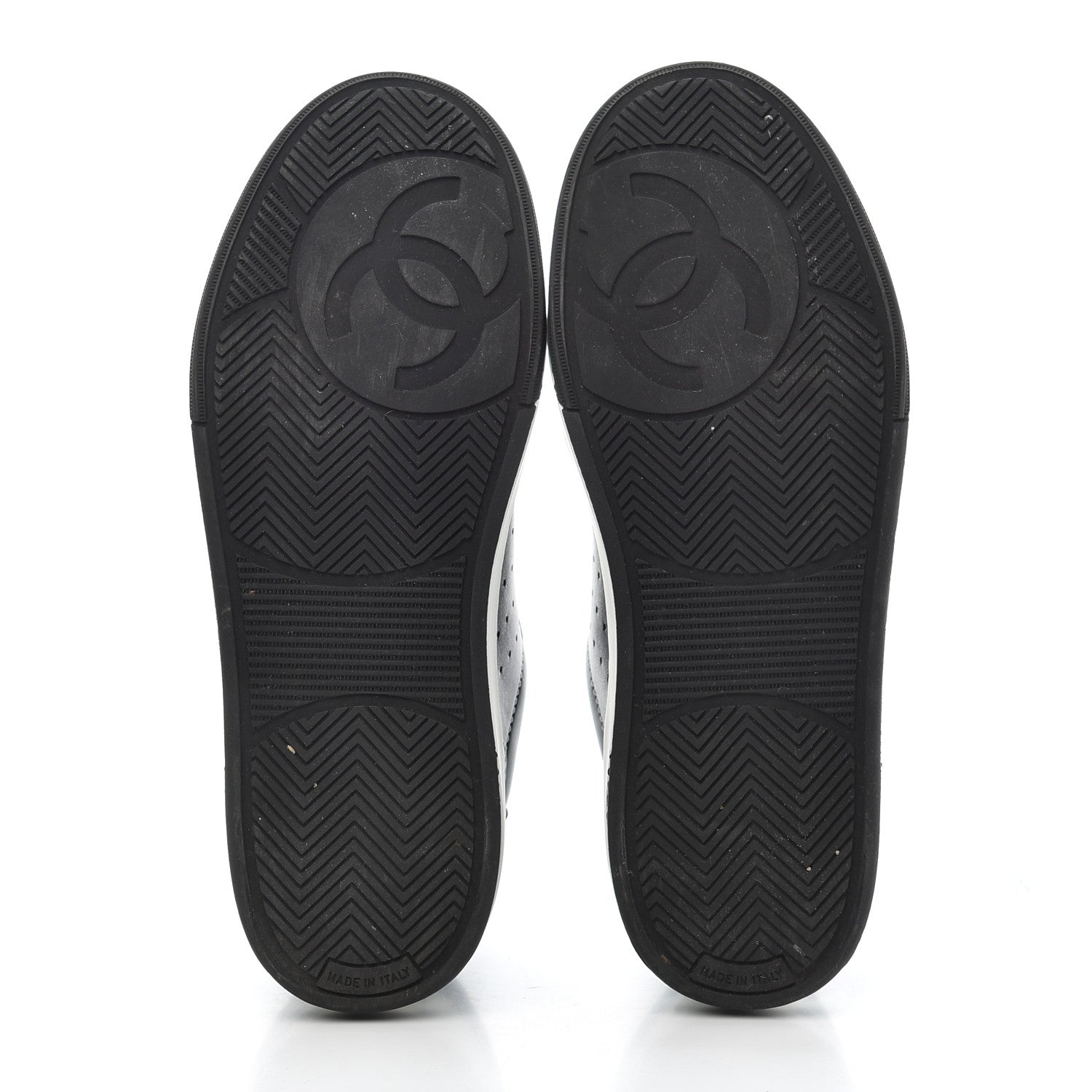 Chanel Calfskin Womens Logo Sneakers 38 Black White 5 of 8