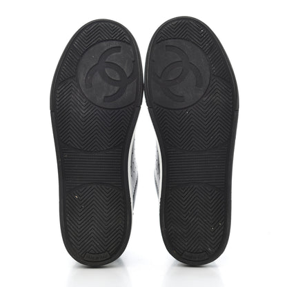 Chanel Calfskin Womens Logo Sneakers 38 Black White 5 of 8