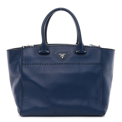 Prada City Calf Small Hand Stitched Galleria Double Zip Tote Bleuette 1 of 15
