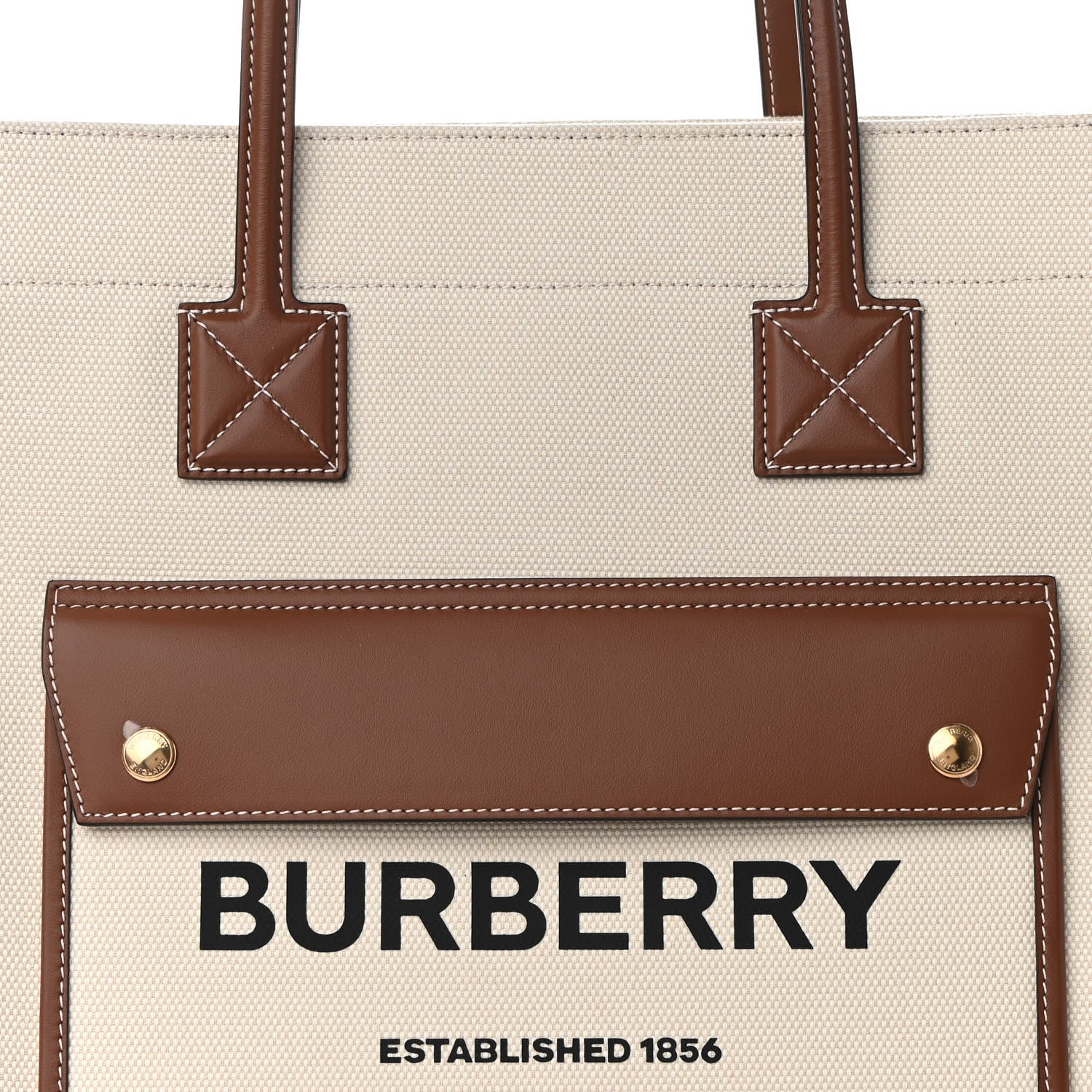 Burberry Canvas Smooth Calfskin Medium Two Tone Freya Tote Brown 7 of 8