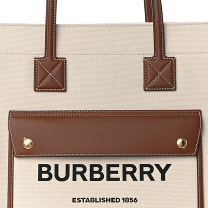 Burberry Canvas Smooth Calfskin Medium Two Tone Freya Tote Brown 7 of 8