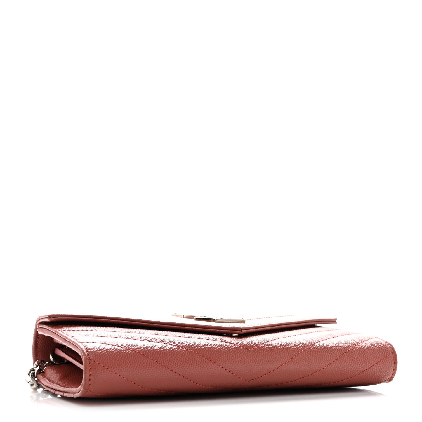 Grain De Poudre Matelasse Chevron Small Monogram Chain Wallet Blush Fonce