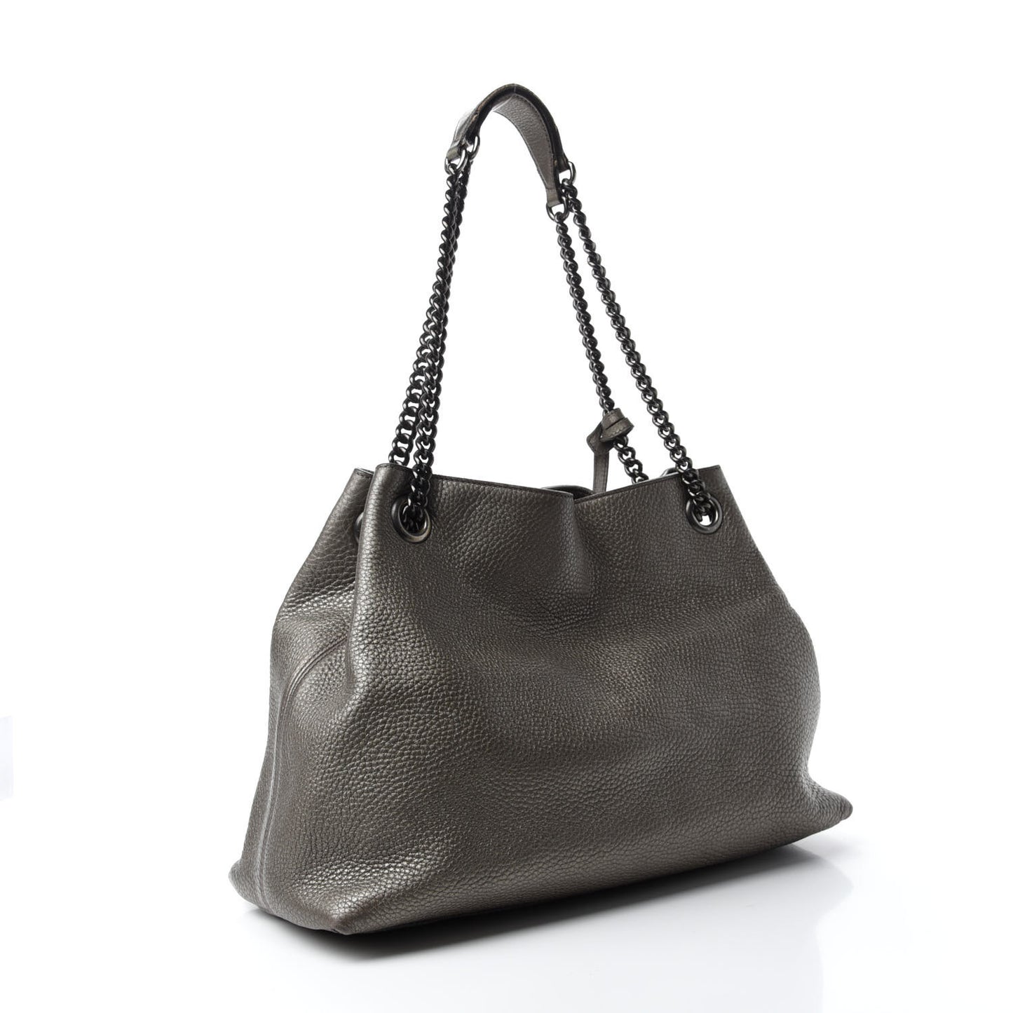 Metallic Pebbled Calfskin Medium Soho Chain Shoulder Bag Sasso