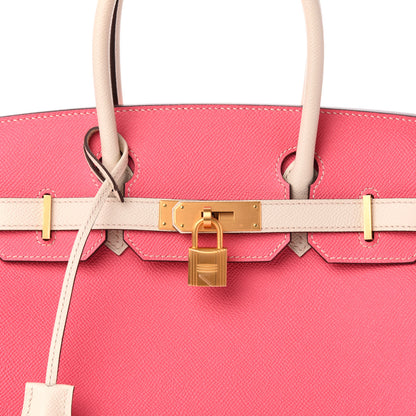 Hermes Epsom Horseshoe Birkin 30 Rose Azalee Craie 10 of 11