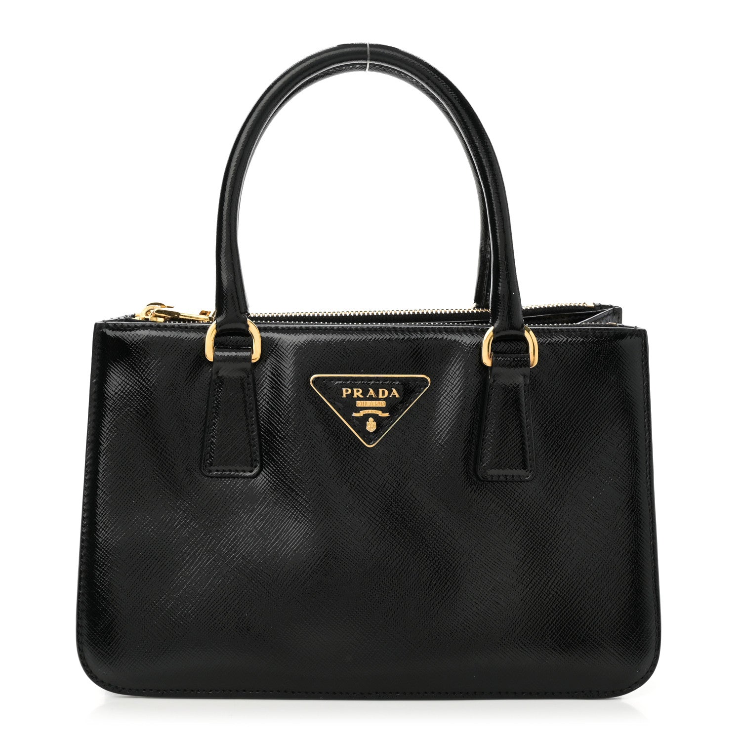 Prada Saffiano Vernice Mini Galleria Double Zip Black 1 of 9