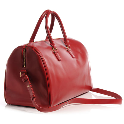 Saint Laurent Lambskin Classic Duffle 12 Bag Red 3 of 7