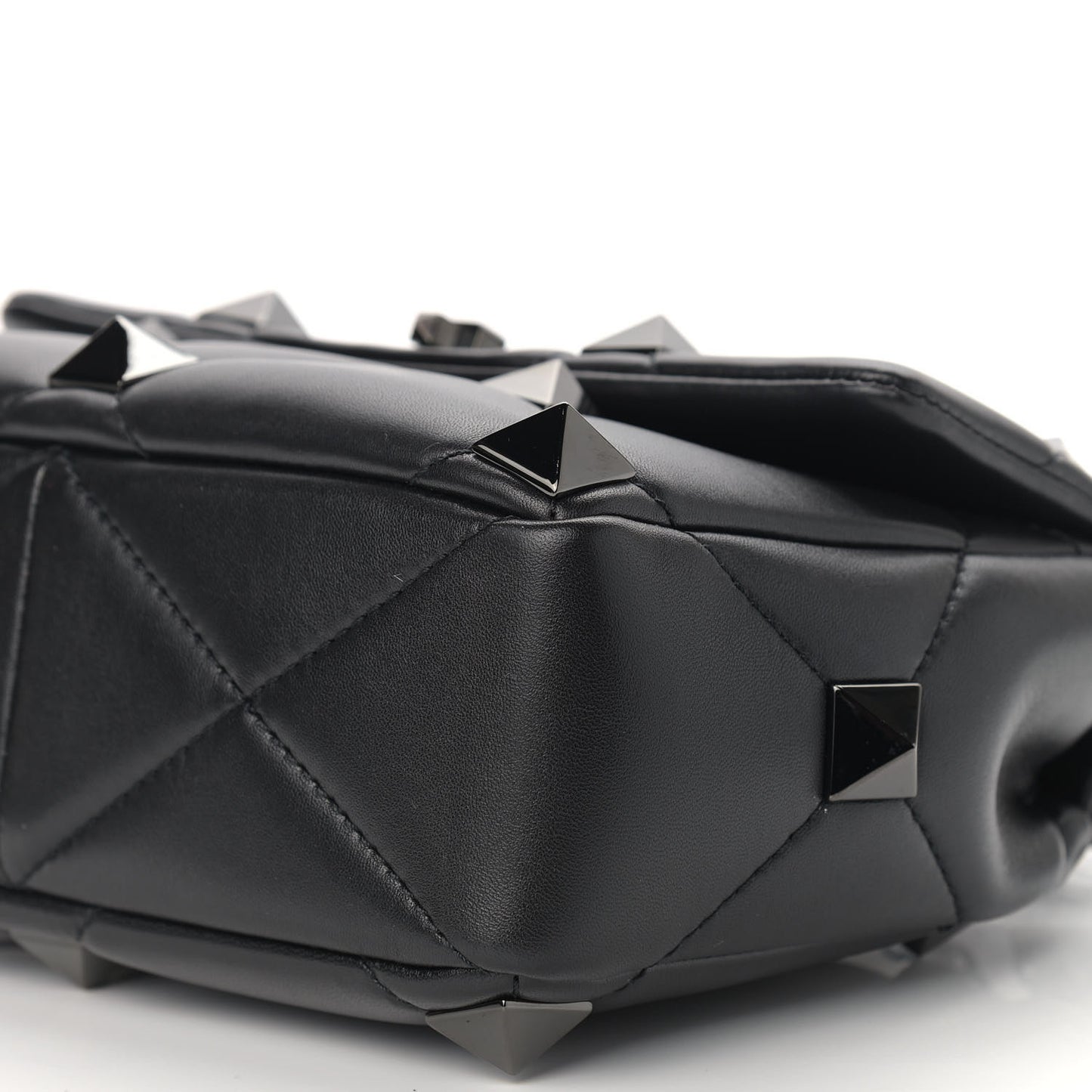 Nappa Monochrome Medium Roman Stud Shoulder Bag Black