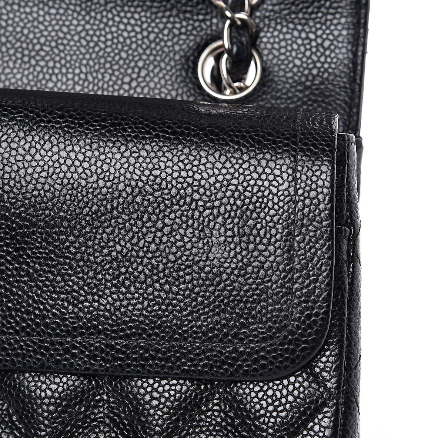 Caviar Quilted Medium Double Flap Black