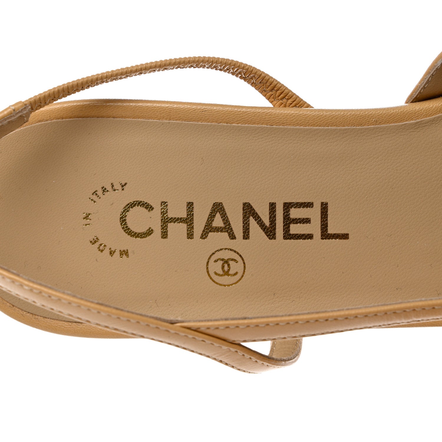 Chanel Lambskin Grosgrain Cap Toe CC Slingback Sandals 40 Beige Black 7 of 10